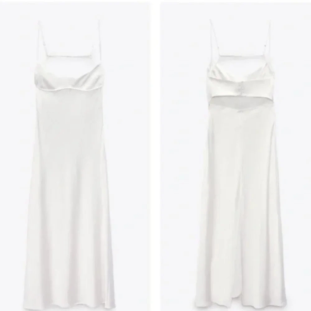 ZARA WHITE SATIN EFFECT CUT OUT BACK MIDI MAXI SLIP DRESS_16